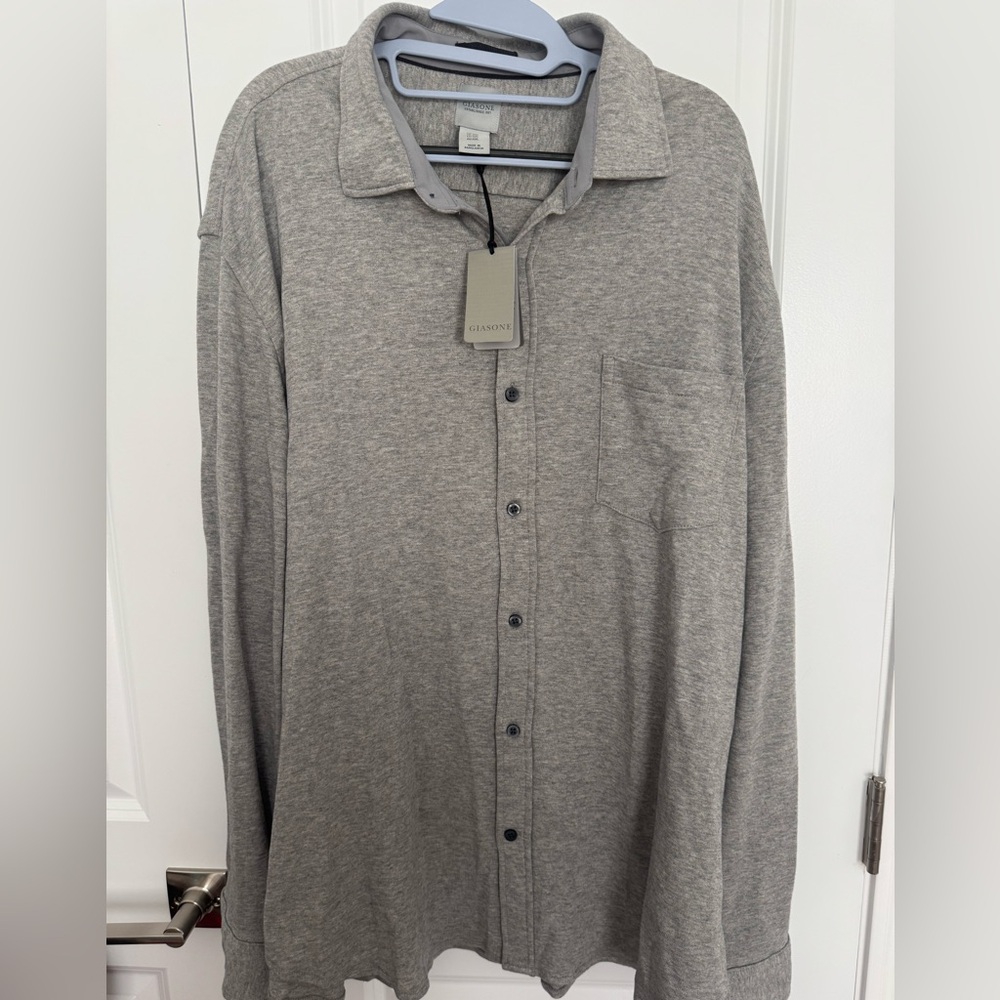 NWT Giasone Mens Gray Long Sleeve Button-Up Size XXL